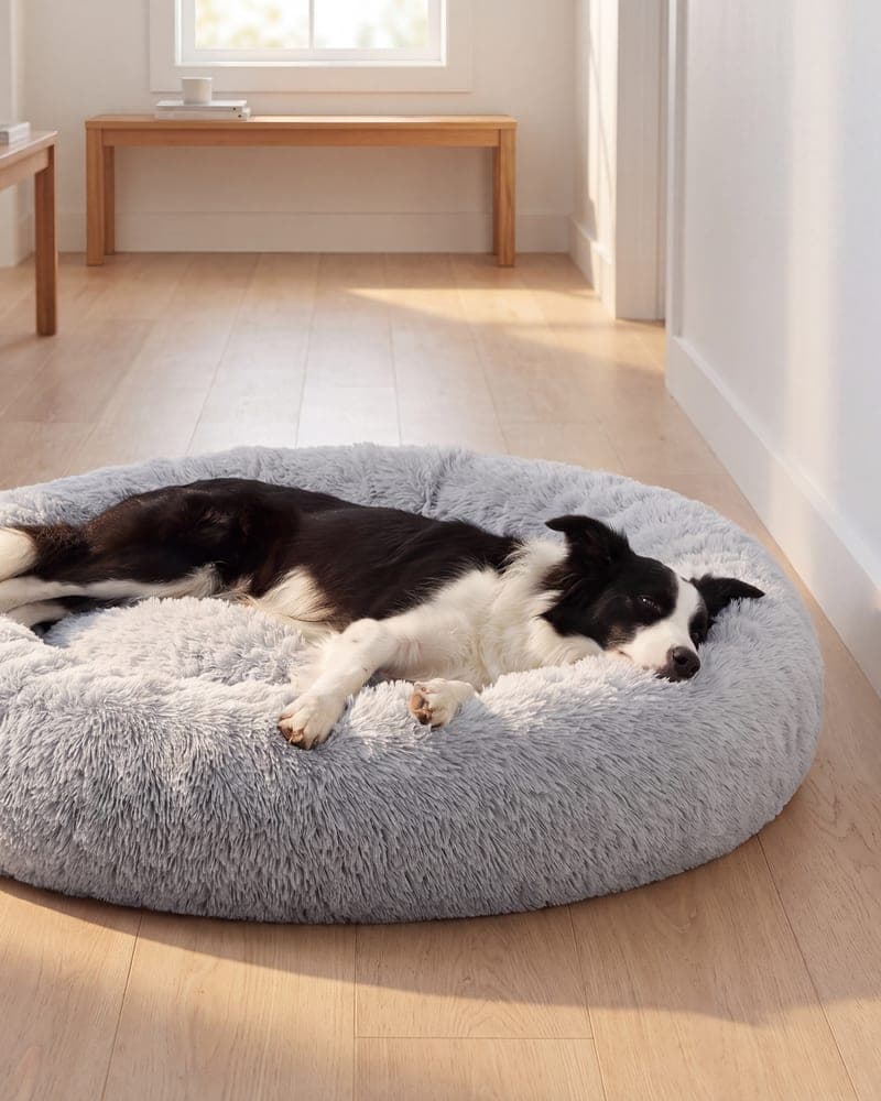 Border collie w legowisku w przejściu